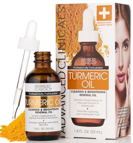 Advanced Clinicals Huile de curcuma pour le visage Formule antioxydante avec extrait de rose et huile de jojoba pour les peaux sèches, les rougeurs et les impuretés. (1,2 oz)