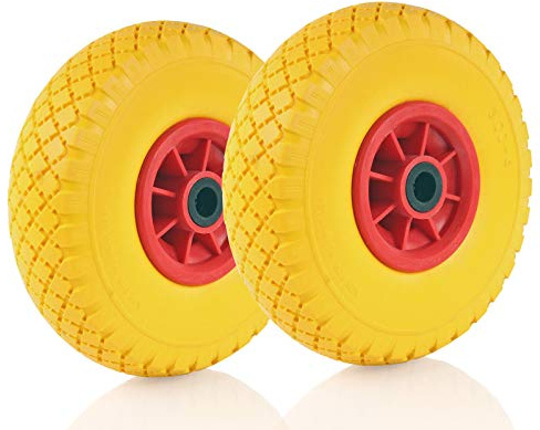 Roue de brouette en caoutchouc plein - Roue de rechange avec jante en plastique de 10 - Pneus en polyuréthane - Hauteur totale : 250 mm (2)