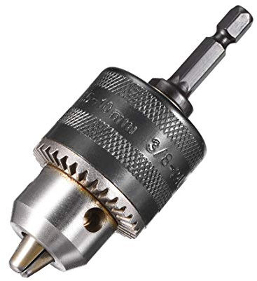sourcing map Drill Chucks, 3/8-24UNF Threaded 1.5-10mm Capacity Hex Shank with Chuck Key for Electric Impact Corded Cordless Drill Black
