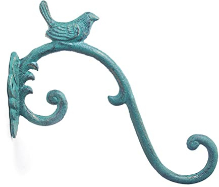 TentHome Blumentopf Haken Blumenampel Halter Garten Pflanzenhalterung Balkon Gusseisen Wandhalterung Pflanze zum Aufhängen Landhausstil Deko Vogel Antik Grün