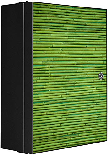 banjado Medizinschrank abschliessbar mit Motiv Bambus Grün 35x46x15cm - großer Arzneischrank für die Hausapotheke - Medikamentenschrank aus Metall zur Medikamenten Aufbewahrung
