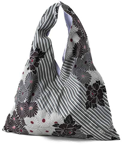 NOREN Japanische Baumwolltasche mit Innentasche (Retro-Blume) / Made in Japan Ästhetische Vintage Stofftasche Tote Einkaufstasche