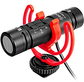 Boya By-MM1 Pro, Microfono a canna di fucile con condensatore a doppia capsula, per la registrazione di 2 persone da fotocamera, iPhone, Android, smartphone, tablet, videocamera, PC