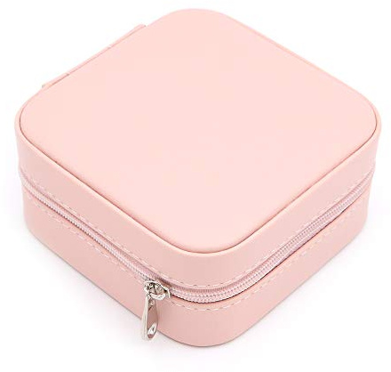 Shiwaki Smyckeskrin, smyckesfodral i konstläder, smyckesförvaringsfodral för ringar, örhängen, halsband, armband organisatör smycken förvaringslådor - romantisk rosa