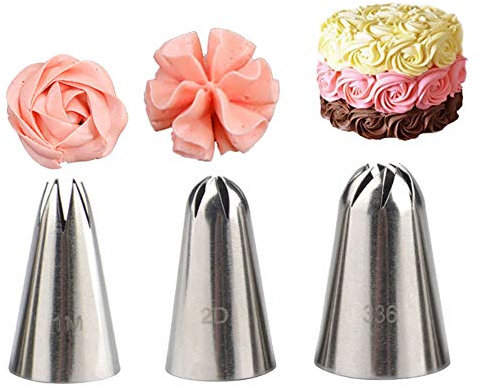 Sonicbee 3Pcs / Set # 1 M # 2D # 336 Cake Tips Set Cream Decoration Icing Piping Pastry Nozzles Cupcake Decorating Tool Bakeware