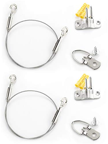 2 paquetes de cables ajustables para colgar cuadros de 1,5 m con ganchos, cuerda de alambre de acero inoxidable resistente para colgar espejo, marcos de fotos, luz, lámpara, capacidad de hasta 10 kg