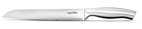 royalvkb KN0415 Couteau à pain de 33 cm – Ultra tranchant, en acier inoxydable, poignée ergonomique, passe au lave-vaisselle, parfait pour trancher et couper, couteau dentelé, trancher sans effort,