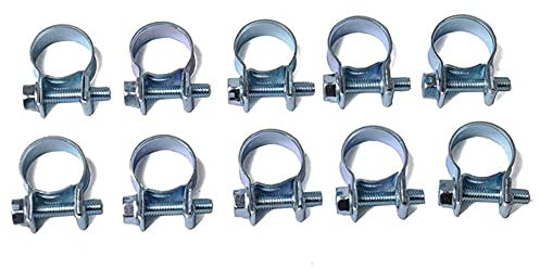 Worm Screw Clamp, Car Fuel Hose Clips Hose Clamps Mini Fuel Injection Hose Clamp Adjustable Pipe Hose Clip Fuel Injection Line Style Hose Clamp Assortment Kit for Various Diesel Petrol Pipe