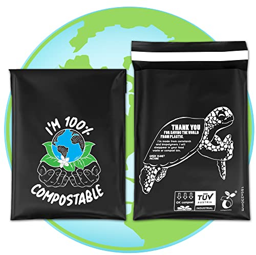 Green Planet Packing | Kompostierbare Versandtaschen 10 Stück | aus Maisstärke | biologisch abbaubare Versandtaschen | 100% umweltfreundlich | Verpackungsbeutel Größe | 7 x 9 | 18,5 x 23 cm | + Rand