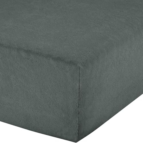 Erwin Müller Boxspring-Spannbettlaken Frottee-Stretch, Füssen anthrazit Größe 180x220 cm - 200x220 cm - pflegeleicht, formstabil, mit Rundumgummi, sehr Gute Passform