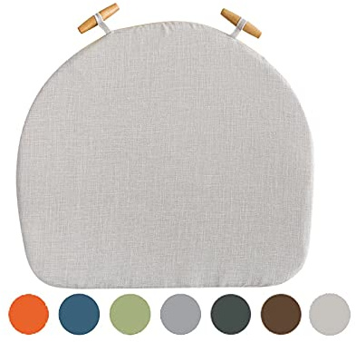 Yadlan Sitzkissen Stuhl Oval, Stuhlkissen Halbrund Outdoor 2er Set, Trapez Sitzkissen Esszimmerstuhl, Sitzpolster Stuhl Garten mit Rutschfestes Bodendesign, Waschbar Stuhlauflage Weiß