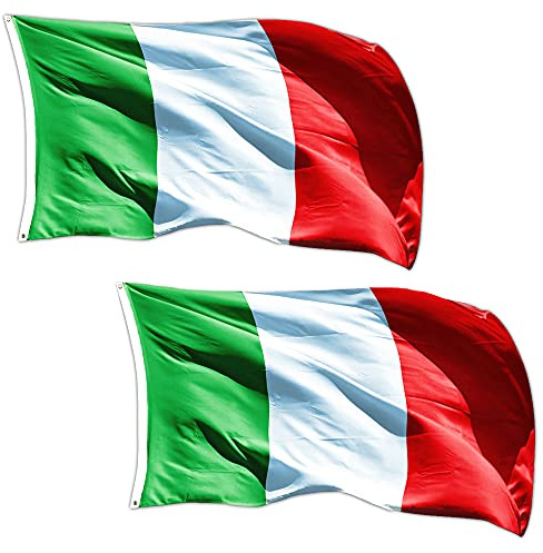GUSTO Banderas italianas 90 x 150 cm 2 ojales de metal duradero resistente a la intemperie nacional Italia Tricolor Festival Italiano Decoración (2pcs - Italia)