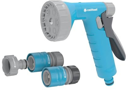 CELLFAST Gartenbrause Set Sprinklerpistole Spritzpistole Gartensprinkler Rasensprenger Für Rasen Blumen Pflanzen Sprinkler Schnellanschluss Verbindung Rain Ideal 1/2 - 5/8