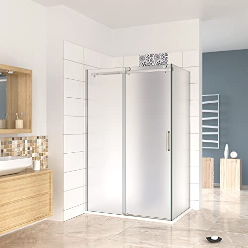 195cm Box Doccia Angolare Scorrevole 120cm Ingresso Destro 80cm vetro 8mm | Cromo Lucido, Parete Doccia Vetro Temperato, Angolare, Scorrevole, Ingresso Destro, Satinato