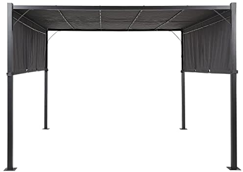 Garten Pergola 310x310 cm Sonnenschutz Metallrahmen LED Beleuchtung Grau Parga