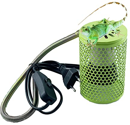 Lelukee Reptile Wärmelampe mit Käfig,Kabel mit Metallverkleidung,100Watt Ceramic Heat Kit Emitter Pet,No Harm No Light für Schildkröten, Schlangen, Eidechsen, Frösche, Küken.(EU-Stecker)