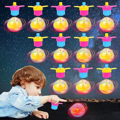 TOPJOWGA Leuchtender Kreisel, 12 Stücke Led Gyroskop Gyro Spielzeug, Leuchtender Spielzeug, LED Leuchtspielzeug Partyartikel, Glow in The Dark Kindergeburtstag Mitgebsel Pinata Füllung