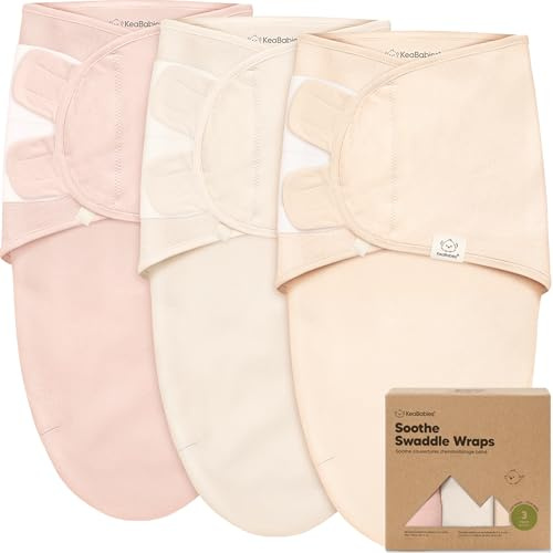 KeaBabies 3-Pack Bio Swaddle Schlafsack Baby - Pucksack Baby 0-3 monate für Neugeborene, Weich und Gemütlich Pucktuch Säuglinge fur Mädchen, Jungen, Babyschlafsack Neugeborene,Atmungsaktiv(Angelic)