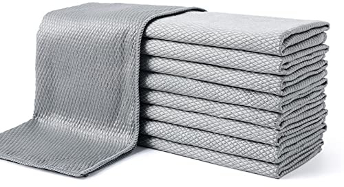 KOLUZ 10Pack Microfibre Glass Cloths, Microfiber Glass Cleaning Cloth, Multi-Purpose Fish Scale Cleaning Cloth, Lint Free Microfibre Cleaning Cloth for Glass, Window, Kitchen, Dish, Car,C,30x60cm