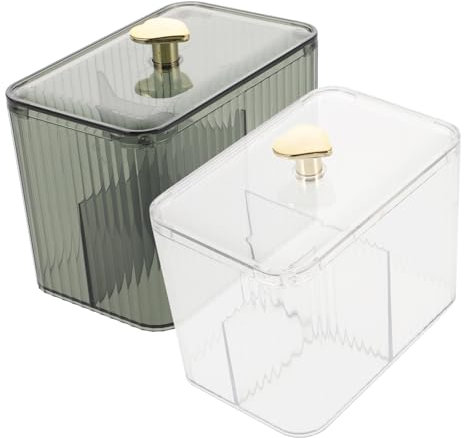 STOBAZA 2stücke Wattestäbchenhalter Mit Deckel Transparente Aufbewahrungsbox Für Wattebällchen Wattestäbchenbehälter Für Badezimmer Schlafzimmer Kleine Schmuckstücke Und Werkzeuge