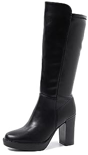QUEEN HELENA Stivali Alti Donna con Tacco Largo e Plateau X27-124