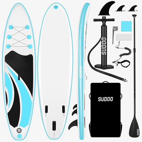 SUDOO Aufblasbares Stand Up Paddle Board 10'x30x6 Ultraleichtes SUP Stand-Up Paddleboard für Erwachsene & Jugendliche mit Rucksack, Pumpe, Paddel, Coil Leash, Triple Flossen, Reparaturset