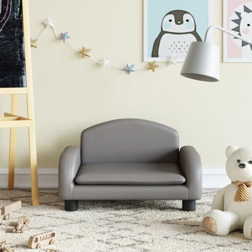 CIADAZ Grau 50x40x30 cm Kunstleder Mini Sofa, Kindersofa, Couch, Kleine Couch, Kinderzimmer Möbel