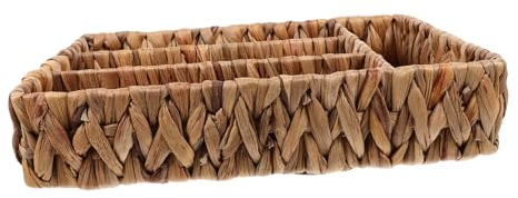 HOOTNEE Geflochtener Aufbewahrungskorb Aus Naturmaterialien Besteckkorb Mit Trennfächern Multifunktionaler Küchenutensilien Organizer Für Haushalt Und Snacks