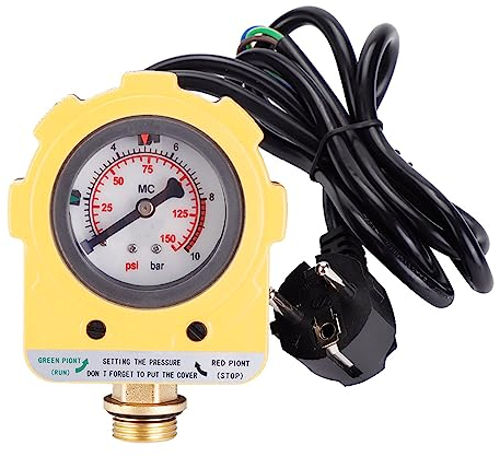 Wasserpumpe Druckschalter, 0～10bar 220 V Automatische Druckregler Wasserpumpen Steuerschalter Einstellbarer Wasserdruckregler, für Selbstansaugende Pumpen Strahlpumpen Gartenpumpen