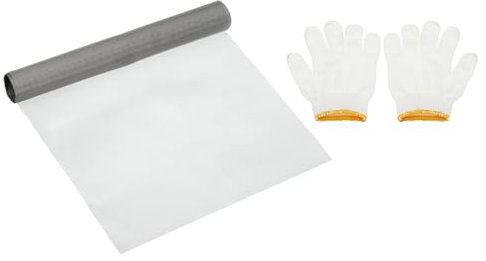 PATIKIL 40L x 10W Woven Wire Mesh, 250 Mesh 304 Stainless Steel Air Vent Filter Screen with Gloves for Window Security Vent Cover Filtration Animals Fence