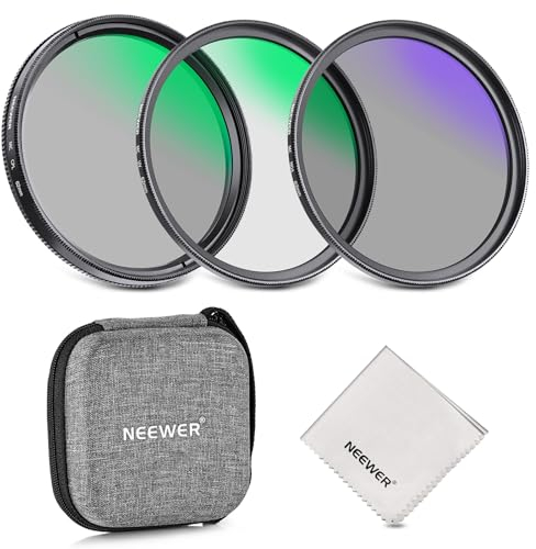 NEEWER Kit de Filtro de Lente UV/CPL/ND de 62 mm con Estuche de Almacenamiento de Carcasa Dura, Vidrio óptico Multicapa y Marco de aleación de Aluminio, UV + polarizador Circular (CPL) + Filtro de