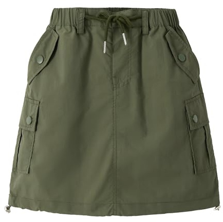 Rolanko Ragazze Gonne Pantaloncini Interni con Tasche, Paracadute Regolabile Cargo Sport Skort con Vita Elastica, Verde Militare, Taglia: 11-12 anni/160