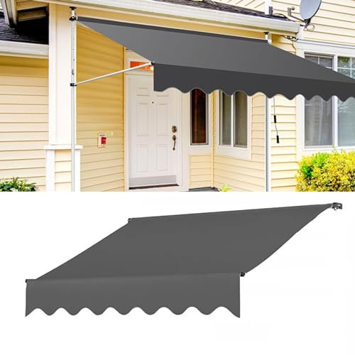 Ersatzstoff für Einziehbare Klemmmarkise, Einziehbare Terrassen Klemm Markise, Rahmenlos, mit PU-Beschichtetem Polyestergewebe(Color:Gray,Size:118 * 63/300 * 160cm)