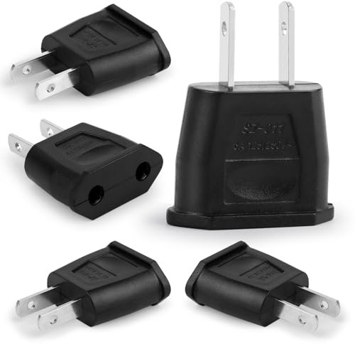 5 Piezas Adaptador Enchufe Europeo a Americano,Adaptador Enchufe Americano a español,adaptadores de Corriente,para Europa/USA/US/China/Japón/Canadá/México/Acerca