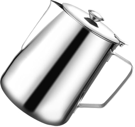 DECHOUS 1pezzi Tazza in Acciaio Inossidabile Con Coperchio Lattiera Spessa e Resistente Per Latte Art Beccuccio Facile Da Versare Per Bar Casa e Ristorante