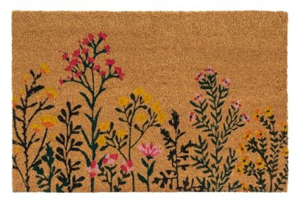 LOLAhome Felpudo Antideslizante Entrada estampación Flores de Hojas de Fibra Natural de Coco