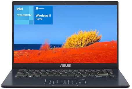 ASUS Laptop de 14 pulgadas, visualización FHD de 14 pulgadas, Intel Celeron N4500, memoria de 4 GB, eMMC de 64 GB, panel táctil, cámara web, HDMI, Wi-Fi, Windows 11 Home, azul silencioso