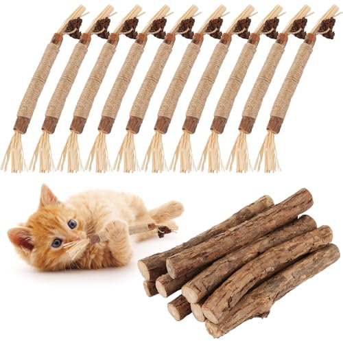 LOPYXBR 20 Stück Katzenminze Sticks, Katzen Zahnpflege Sticks Matatabi Stick Katze, Katzenminze Spielzeug Matatabi Kausticks zur Zahnpflege bei Katzen und zur Vorbeugung von Mundgeruch