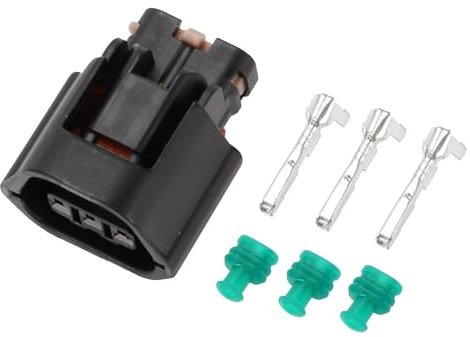 Partuto 3 Pin Crank Cam Speed Sensor Connector Plug - Car Female Wire Terminal Connector - for Mitsubishi Evo Plastic Black - 1 Set