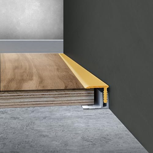 Boden-Seitenleiste für Holz zu Fliesen, Bodenleiste, Kantenleiste für Lücken, Schnappschiene, Türen, Bodenbelag, Nahtabdeckung, 15 x 12 mm, 240 cm
