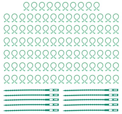 FFDHWU 100 Pieces Of Plant Buckles, With 10 Pieces Of Plant Ties, Plant Fastening Buckles, Vine Support Rings, Garden Plant Paper Clips, Gardening Tools