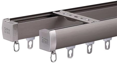 Deckenschiene Gardinen Schienensystem Einfach Zu Installierende Vorhangstange Komplettset mit Zubehör Gardinenschiene Vorhangschiene 1-läufig Aluminium Vorhangschiene(Gold,2m(6.6ft))