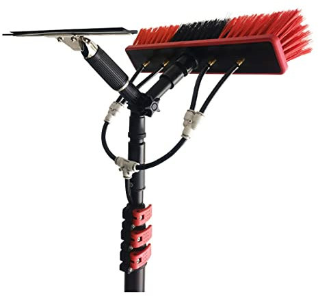 HYDIK Water Fed Pole Kit, Outdoor Window Cleaner,Window Glass Solar Panel Cleaning System 2-in-1 Washing Equipment Tool Solution: Scrubber Brush/Hose Spray Washer,7.2 M