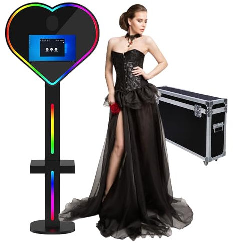 HpLNDas Photomaton Miroir en Forme De Cœur, Appareil Photo Reflex Numérique à écran Tactile De 15,6 Pouces avec étui De Transport pour Mariages, Fêtes, Location, Mini Pc (I5-8Gb-256Gb),Black