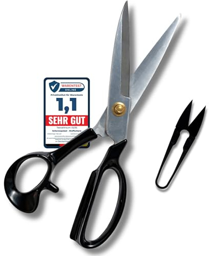 Schneiderschere 30,5cm EXTRA GROSS/400g – Profi Stoffschere für Leder & dicke Stoffe(KEINE Bastelschere) – für große Hände & Kraftschnitte – Edelstahl, extra scharf – mit Fadenschneider & Geschenkbox