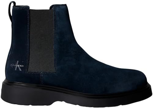 Calvin Klein Uomo Stivaletti Chelsea Combat in Pelle Scamosciata, Blu (Universe Blue), 40