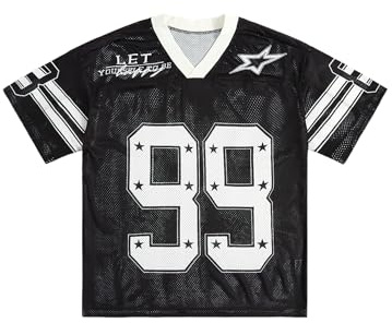 SOLY HUX Mens Jersey Y2k Baggy Shirts Graphic Tees Oversized V Neck Tshirts Summer Tops Black Graphic Small