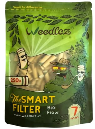 Mister Canapa, Filtri a Carboni Attivi e Cellulosa Naturale, Confezione da 250 Pezzi, Diametro 7 mm