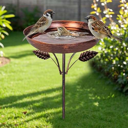 Vogeltränke Stehend - Metall Futtergeschirr mit Wasserstelle für draußen, Garten für Wildvögel, Groß frostsichere Winterfeste Wassertränke