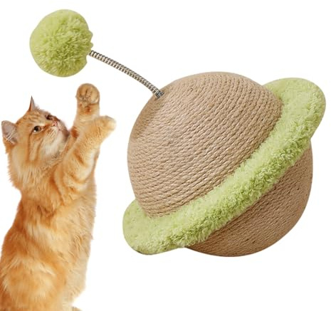 Gato Scratcher Toy - Gato Raspador Bola Natural Sisal Cat Scratcher Juguete Con Catnip | Gato Rascador Bola | Bola Rascador De Madera Sólida Interactiva | Gato Scratch Post Con Bola Giratoria
